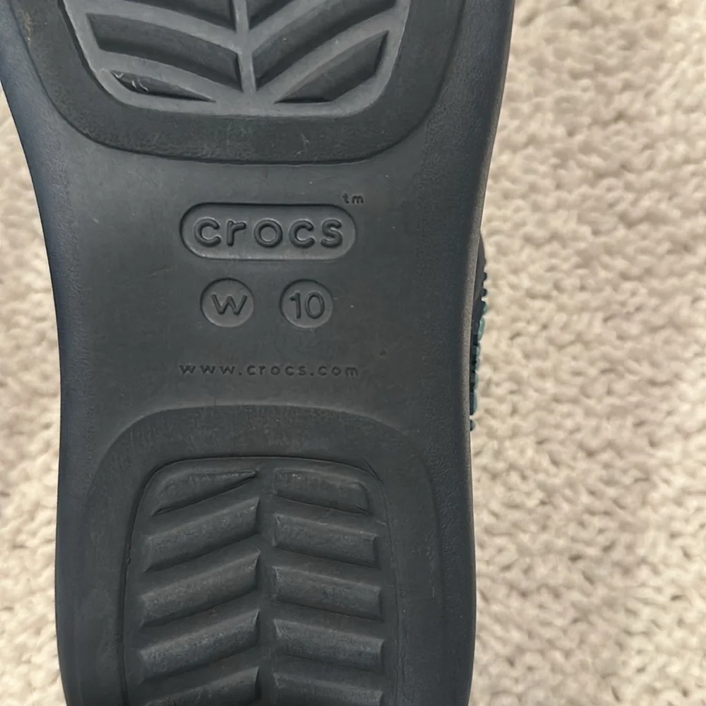 Crocs Womens Wedge Sandals 10W Blue Monterey Diamante Flip Flop Dual Comfort